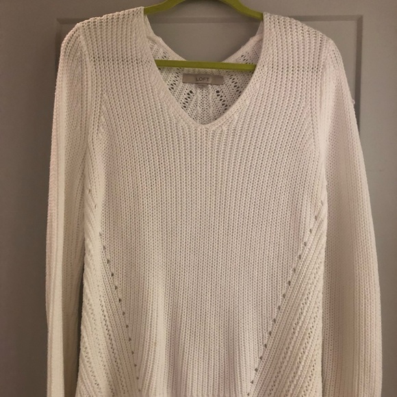 LOFT white cable knit sweater - Picture 1 of 5